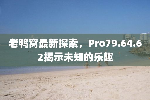 老鴨窩最新探索，Pro79.64.62揭示未知的樂(lè)趣