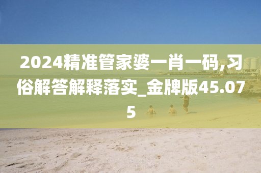 2024精準(zhǔn)管家婆一肖一碼,習(xí)俗解答解釋落實_金牌版45.075