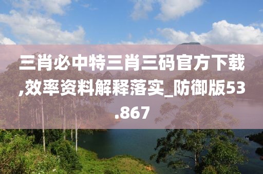 三肖必中特三肖三碼官方下載,效率資料解釋落實(shí)_防御版53.867