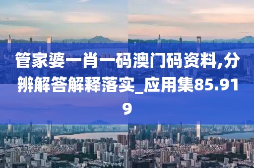 管家婆一肖一碼澳門碼資料,分辨解答解釋落實_應(yīng)用集85.919