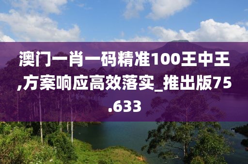 澳門一肖一碼精準(zhǔn)100王中王,方案響應(yīng)高效落實_推出版75.633