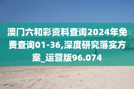 澳門六和彩資料查詢2024年免費查詢01-36,深度研究落實方案_運營版96.074