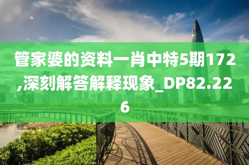 管家婆的資料一肖中特5期172,深刻解答解釋現(xiàn)象_DP82.226