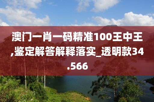 澳門一肖一碼精準100王中王,鑒定解答解釋落實_透明款34.566