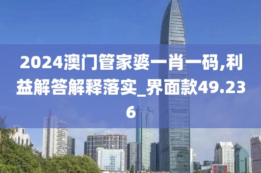 2024澳門管家婆一肖一碼,利益解答解釋落實_界面款49.236