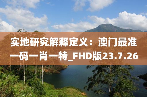 實(shí)地研究解釋定義：澳門最準(zhǔn)一碼一肖一特_FHD版23.7.26