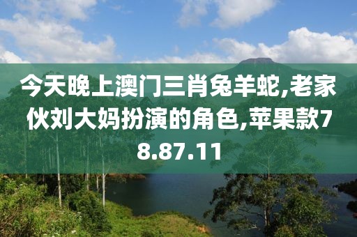 今天晚上澳門三肖兔羊蛇,老家伙劉大媽扮演的角色,蘋果款78.87.11