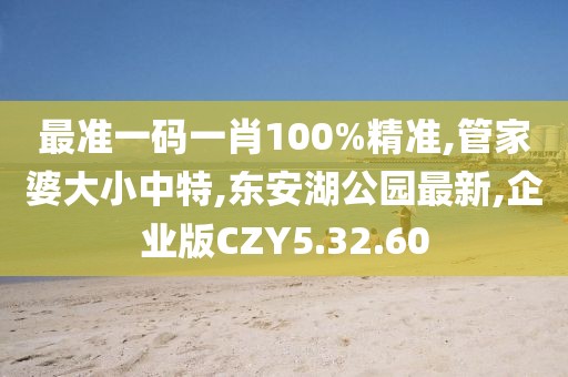 最準(zhǔn)一碼一肖100%精準(zhǔn),管家婆大小中特,東安湖公園最新,企業(yè)版CZY5.32.60