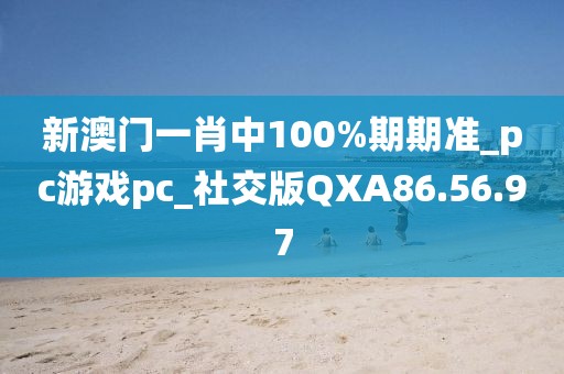 新澳門一肖中100%期期準(zhǔn)_pc游戲pc_社交版QXA86.56.97