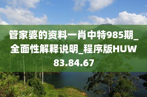 管家婆的資料一肖中特985期_全面性解釋說(shuō)明_程序版HUW83.84.67