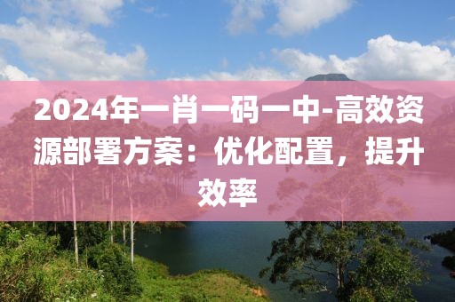 2024年一肖一碼一中-高效資源部署方案：優(yōu)化配置，提升效率