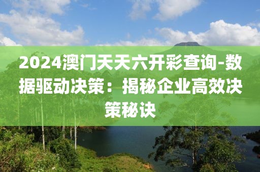 2024澳門天天六開彩查詢-數(shù)據(jù)驅(qū)動決策：揭秘企業(yè)高效決策秘訣