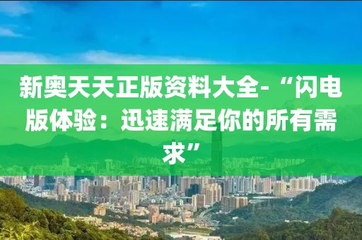 新奧天天正版資料大全-“閃電版體驗：迅速滿足你的所有需求”