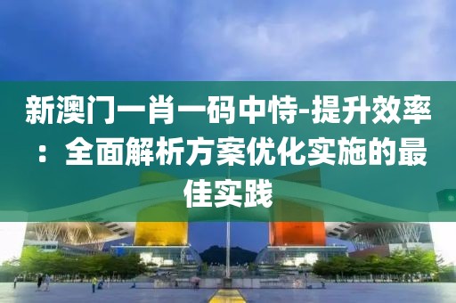 新澳門一肖一碼中恃-提升效率：全面解析方案優(yōu)化實(shí)施的最佳實(shí)踐