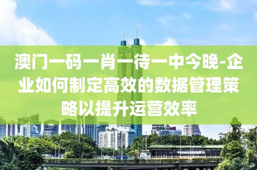 澳門(mén)一碼一肖一待一中今晚-企業(yè)如何制定高效的數(shù)據(jù)管理策略以提升運(yùn)營(yíng)效率