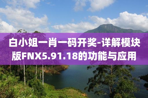 白小姐一肖一碼開獎-詳解模塊版FNX5.91.18的功能與應用