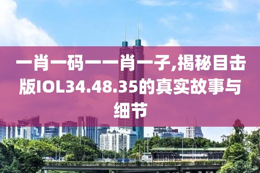 一肖一碼一一肖一子,揭秘目擊版IOL34.48.35的真實故事與細節(jié)