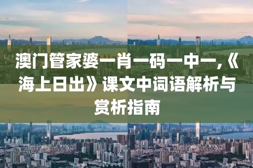 澳門管家婆一肖一碼一中一,《海上日出》課文中詞語解析與賞析指南