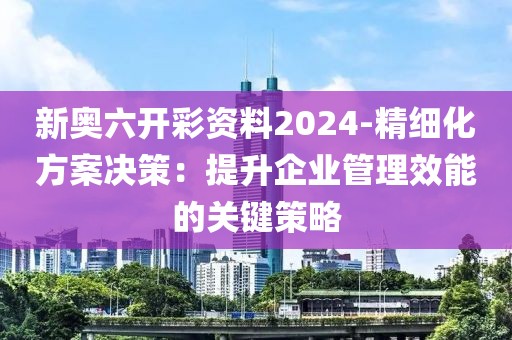 新奧六開彩資料2024-精細化方案決策：提升企業(yè)管理效能的關(guān)鍵策略