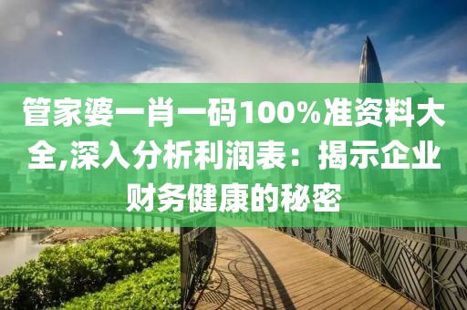 管家婆一肖一碼100%準(zhǔn)資料大全,深入分析利潤表：揭示企業(yè)財務(wù)健康的秘密