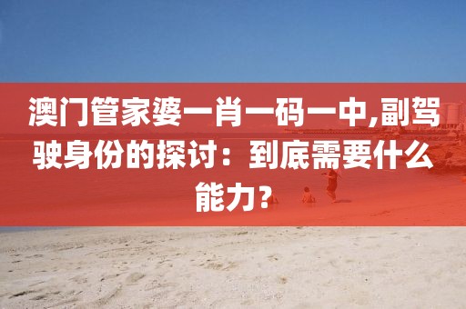 澳門管家婆一肖一碼一中,副駕駛身份的探討：到底需要什么能力？