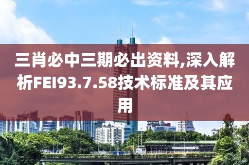 三肖必中三期必出資料,深入解析FEI93.7.58技術(shù)標(biāo)準(zhǔn)及其應(yīng)用