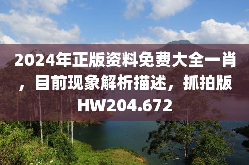 2024年正版資料免費大全一肖，目前現(xiàn)象解析描述，抓拍版HW204.672