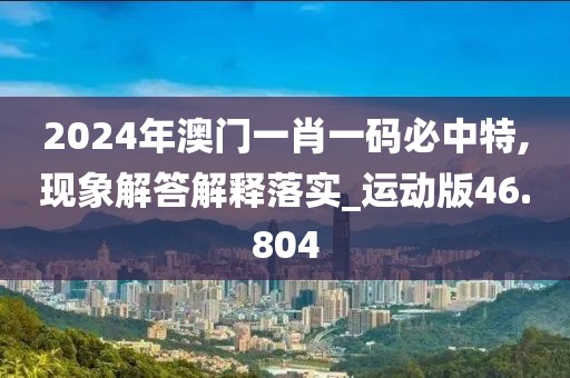 2024年澳門一肖一碼必中特,現(xiàn)象解答解釋落實_運動版46.804