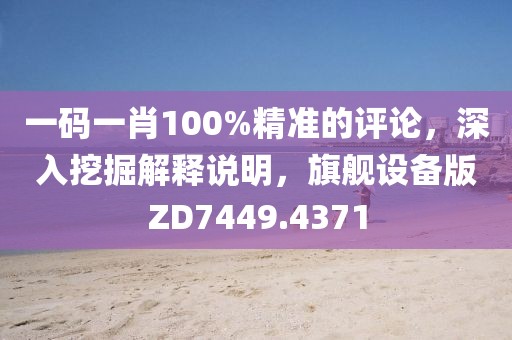 一碼一肖100%精準(zhǔn)的評論，深入挖掘解釋說明，旗艦設(shè)備版ZD7449.4371