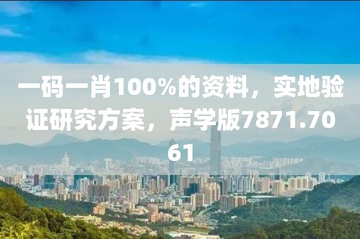 一碼一肖100%的資料，實(shí)地驗(yàn)證研究方案，聲學(xué)版7871.7061