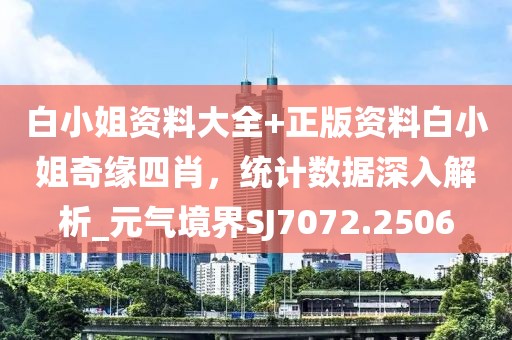 白小姐資料大全+正版資料白小姐奇緣四肖，統(tǒng)計數(shù)據(jù)深入解析_元氣境界SJ7072.2506