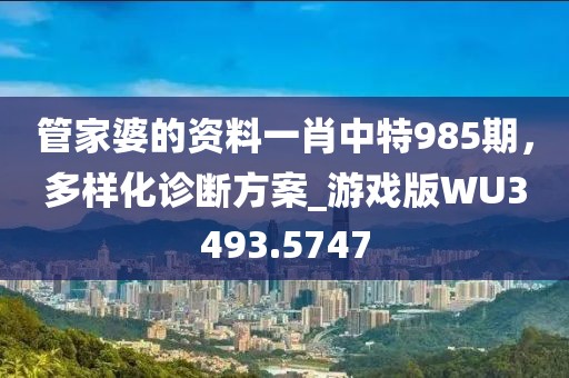 管家婆的資料一肖中特985期，多樣化診斷方案_游戲版WU3493.5747