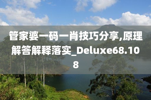 管家婆一碼一肖技巧分享,原理解答解釋落實_Deluxe68.108