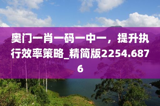 奧門一肖一碼一中一，提升執(zhí)行效率策略_精簡版2254.6876