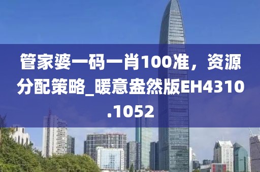 管家婆一碼一肖100準(zhǔn)，資源分配策略_暖意盎然版EH4310.1052