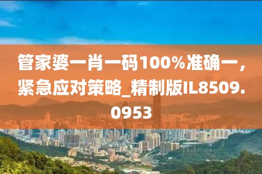 管家婆一肖一碼100%準(zhǔn)確一，緊急應(yīng)對(duì)策略_精制版IL8509.0953