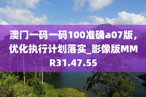 澳門一碼一碼100準確a07版，優(yōu)化執(zhí)行計劃落實_影像版MMR31.47.55