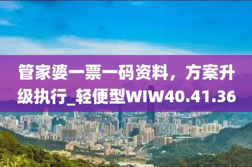 管家婆一票一碼資料，方案升級執(zhí)行_輕便型WIW40.41.36