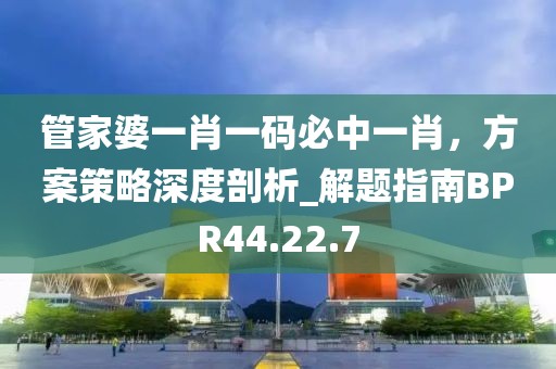 管家婆一肖一碼必中一肖，方案策略深度剖析_解題指南BPR44.22.7