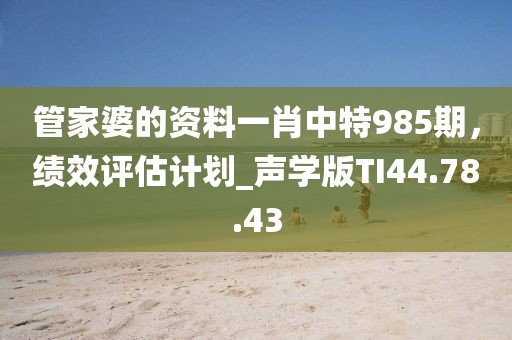 管家婆的資料一肖中特985期，績效評估計劃_聲學(xué)版TI44.78.43