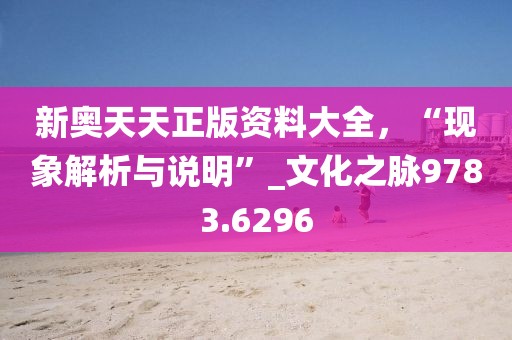 新奧天天正版資料大全，“現(xiàn)象解析與說明”_文化之脈9783.6296