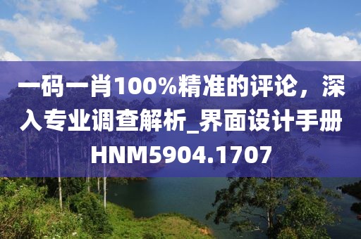 一碼一肖100%精準的評論，深入專業(yè)調查解析_界面設計手冊HNM5904.1707