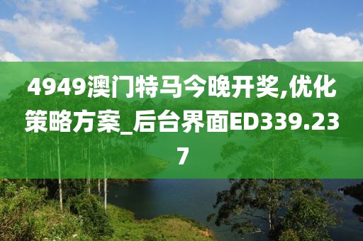 4949澳門特馬今晚開獎,優(yōu)化策略方案_后臺界面ED339.237