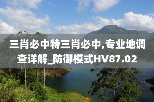 三肖必中特三肖必中,專業(yè)地調(diào)查詳解_防御模式HV87.02