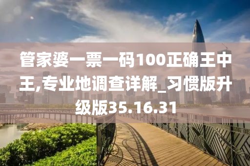 管家婆一票一碼100正確王中王,專業(yè)地調查詳解_習慣版升級版35.16.31