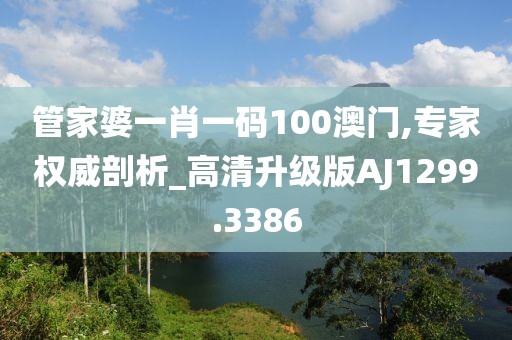 管家婆一肖一碼100澳門,專家權(quán)威剖析_高清升級(jí)版AJ1299.3386