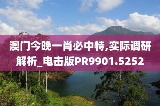 澳門今晚一肖必中特,實(shí)際調(diào)研解析_電擊版PR9901.5252