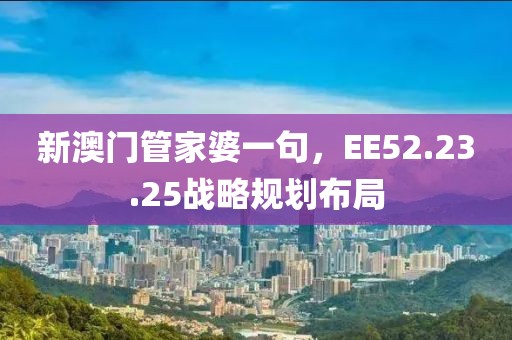 新澳門管家婆一句，EE52.23.25戰(zhàn)略規(guī)劃布局