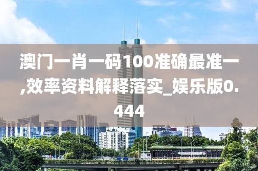 澳門一肖一碼100準(zhǔn)確最準(zhǔn)一,效率資料解釋落實(shí)_娛樂版0.444