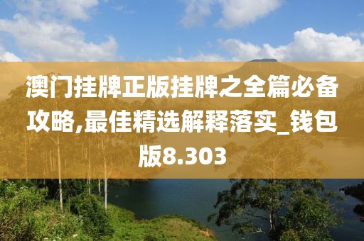 澳門掛牌正版掛牌之全篇必備攻略,最佳精選解釋落實_錢包版8.303